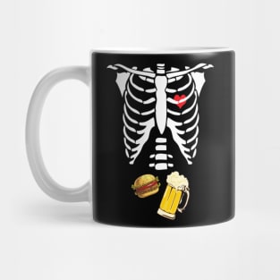 Beer Hamburger Skeleton Tee Pregnancy Costume Halloween Mug